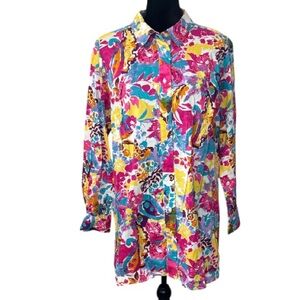 🌹Jessica London - Multicolor Floral Patterned Button Down Shirt - Size 18W